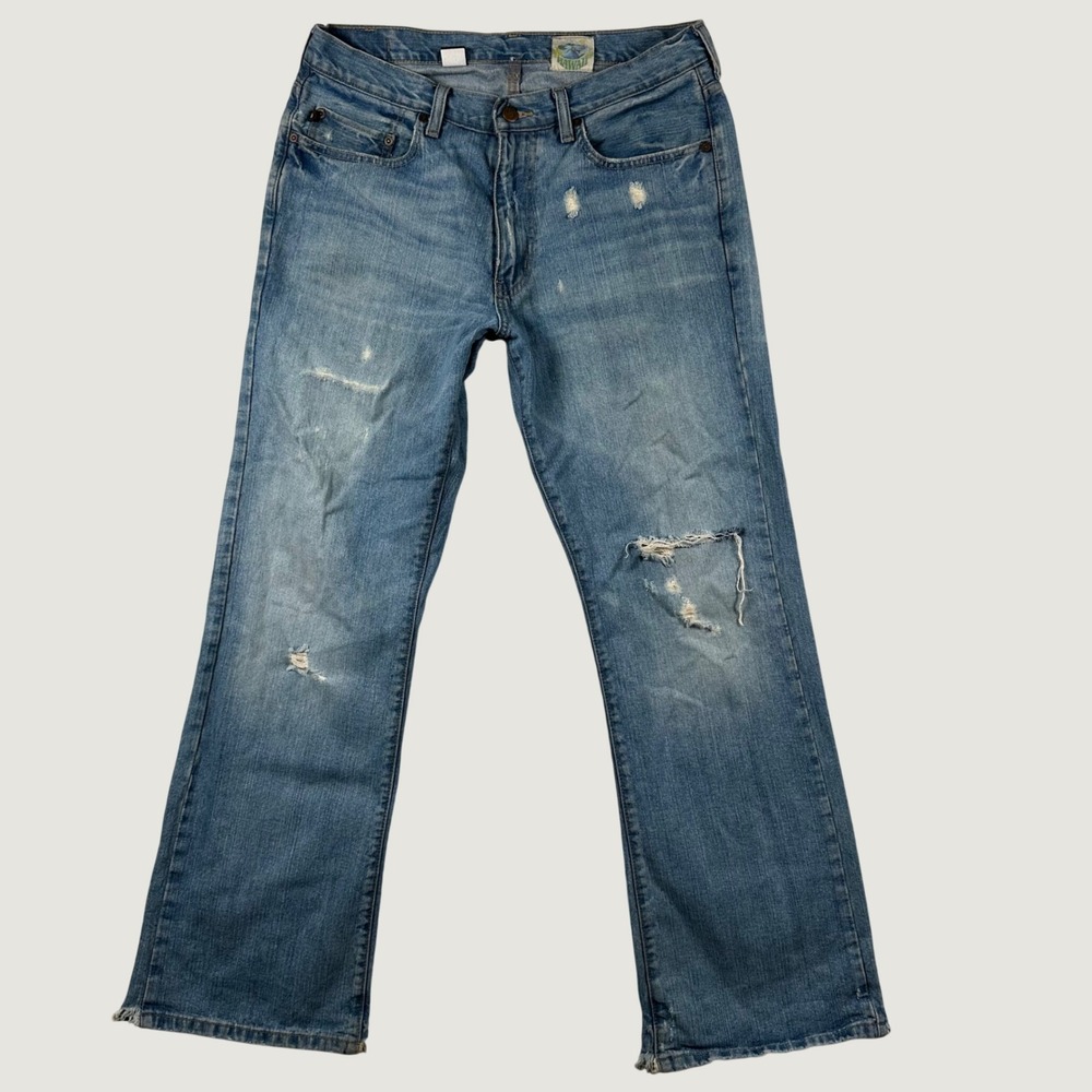 Vintage Hollister Bootcut Jeans Mens Distressed Low Rise Denim 32x32 Blue Grunge